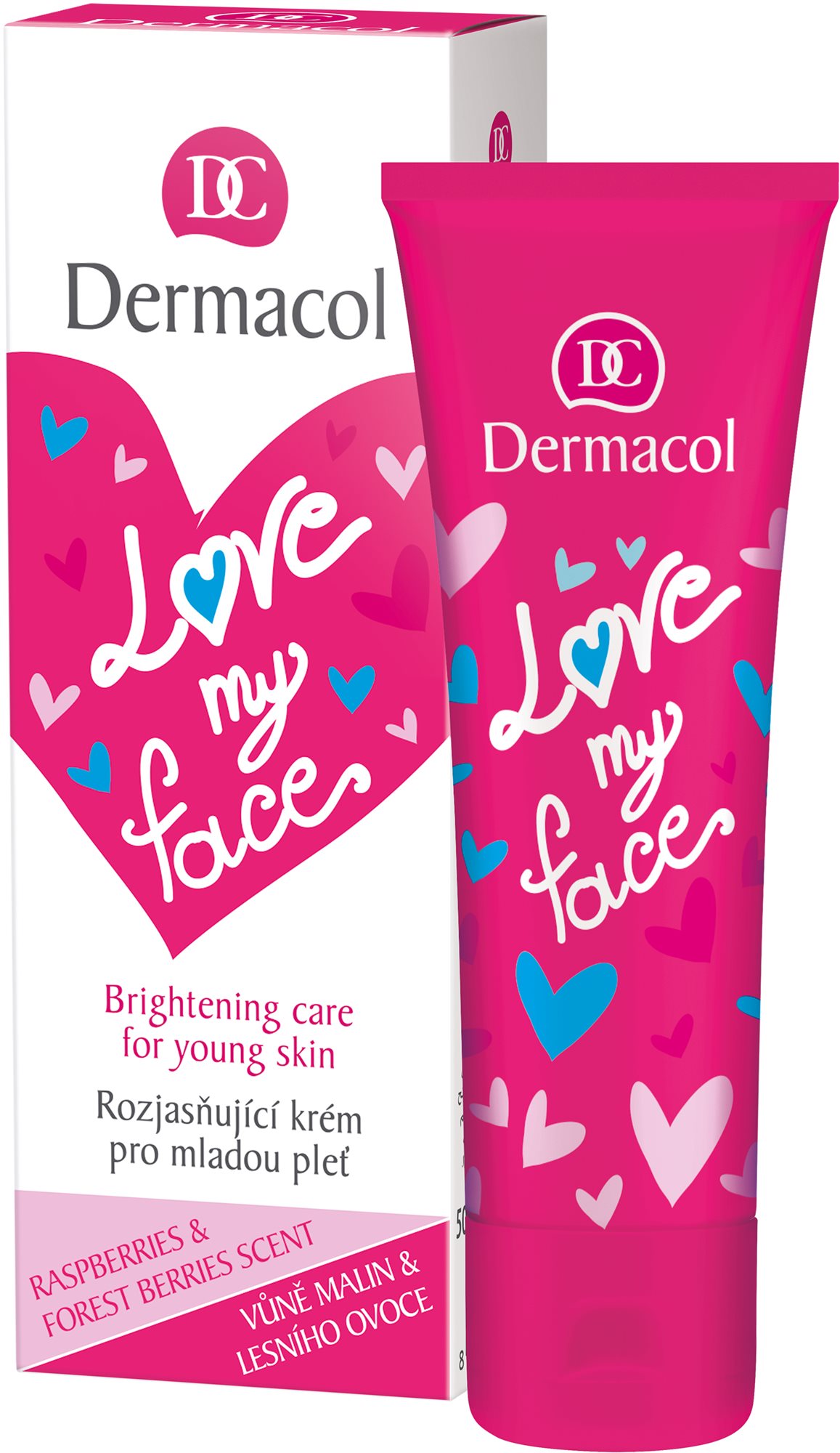 Arckrém DERMACOL Love My Face Brigthening Care Rasberries & Forst Berries Scent 50 ml