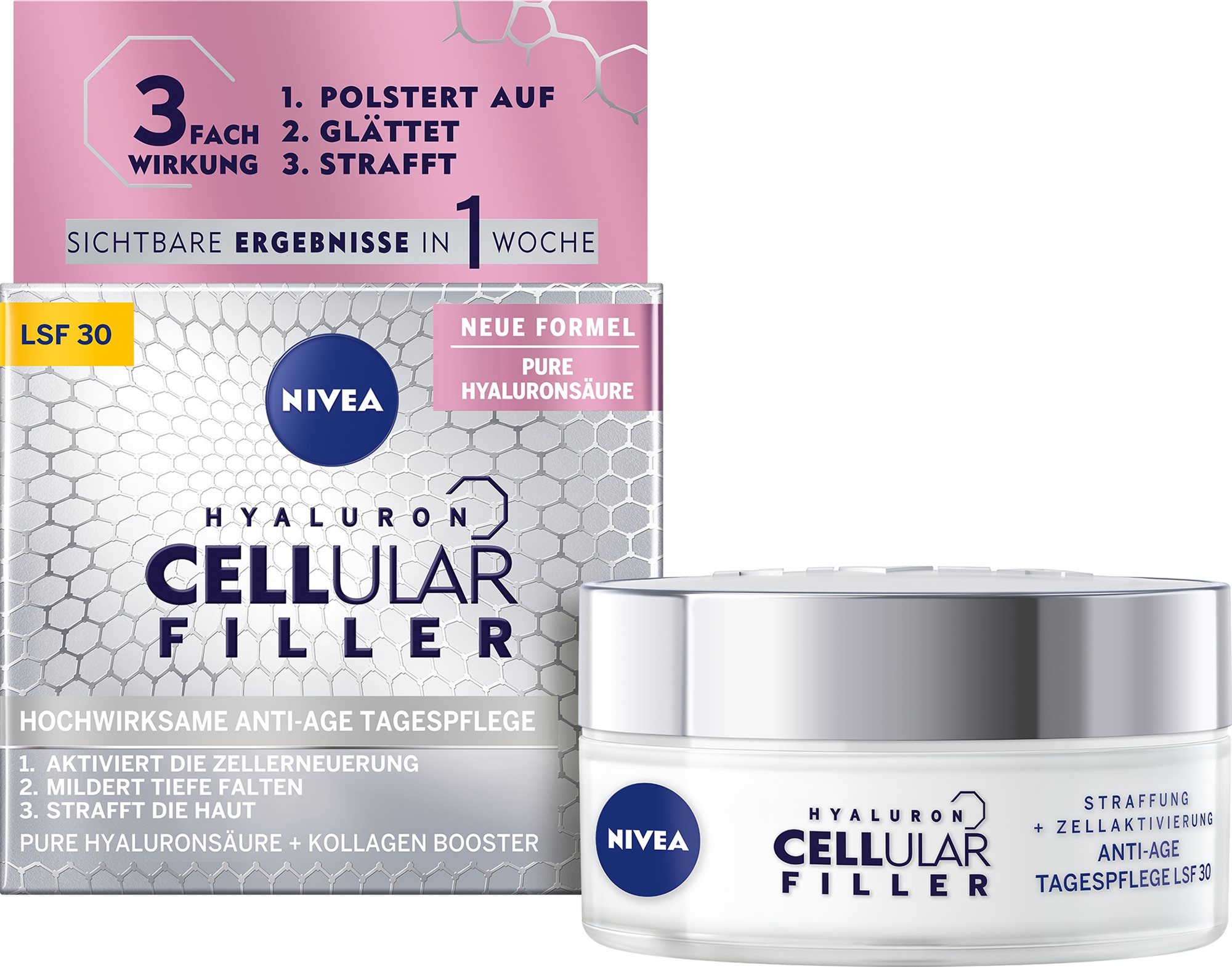 Arckrém NIVEA Hyaluron Cellular Filler Anti-Age SPF30 Day Cream 50 ml