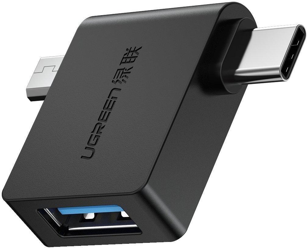 Átalakító Ugreen mikro USB (M) + USB-C (M) - USB 3.0 (F) OTG adapter fekete