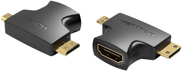 Átalakító Vention 2 in 1 Mini HDMI (M) and Micro HDMI (M) to HDMI (F) Adapter Black