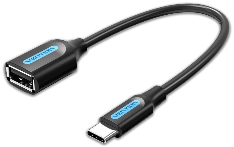 Átalakító Vention USB-C (M) to USB (F) OTG Cable 0.15m Black PVC Type