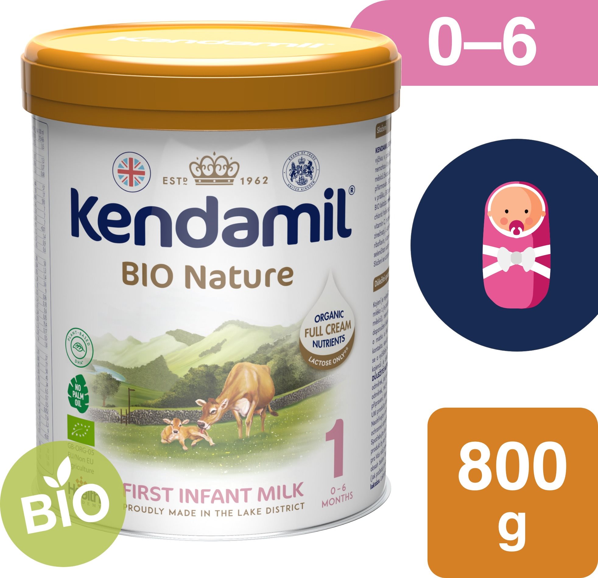 Bébitápszer Kendamil BIO Nature Kezdő tápszer 1 DHA+ (800 g)