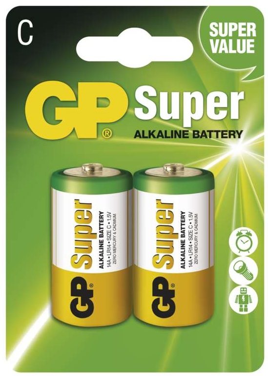 Eldobható elem GP Super Alkaline LR14 (C) 2 darab / csomag