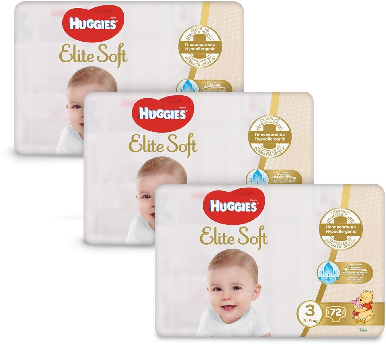 Eldobható pelenka HUGGIES Elite Soft 3 méret (216 db)