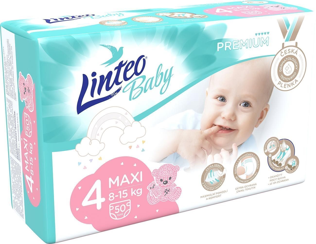 Eldobható pelenka LINTEO Baby Premium MAXI (8-15 kg) 50 darab