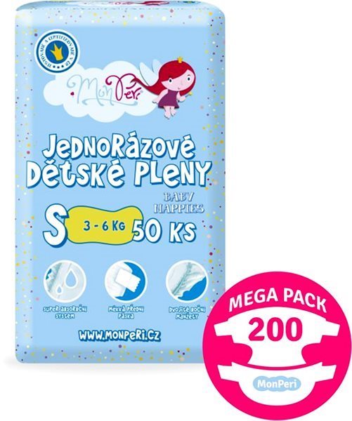 Eldobható pelenka MonPeri Klasik Mega Pack S méret (200 db)