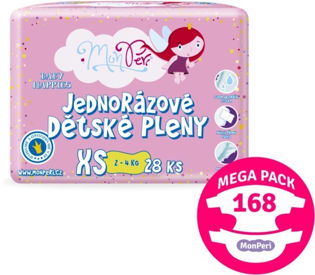 Eldobható pelenka MonPeri Klasik Mega Pack XS méret (168 db)