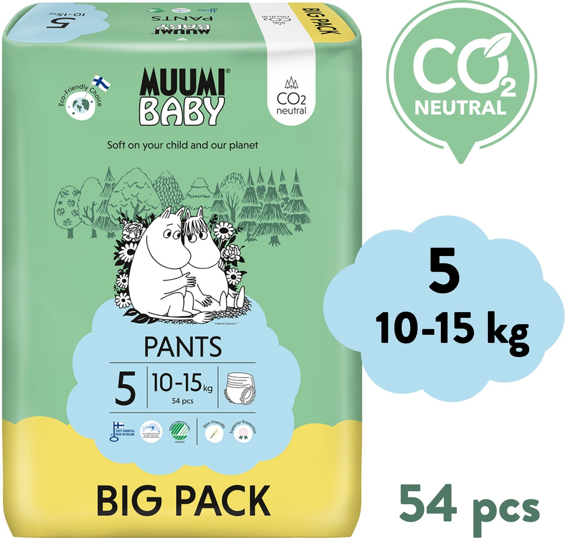 Eldobható pelenka Muumi Baby Walkers Nagy csomag 5 méret (54 db)