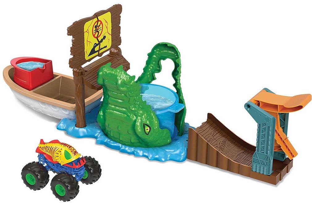Játékszett Hot Wheels Monster Trucks Color Shifters Dühöngő krokodil