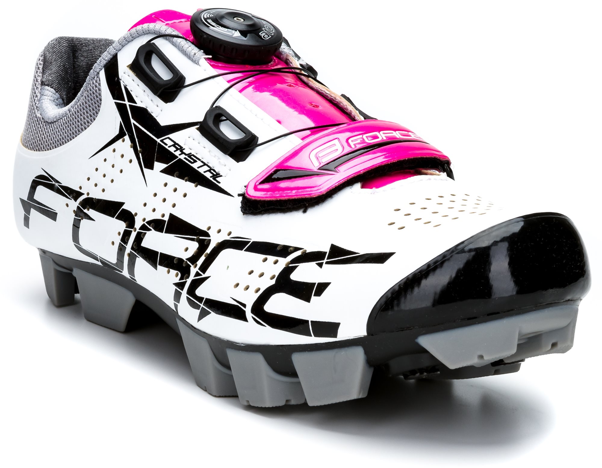Kerékpáros cipő Force MTB Crystal - fehér/ rózsaszín