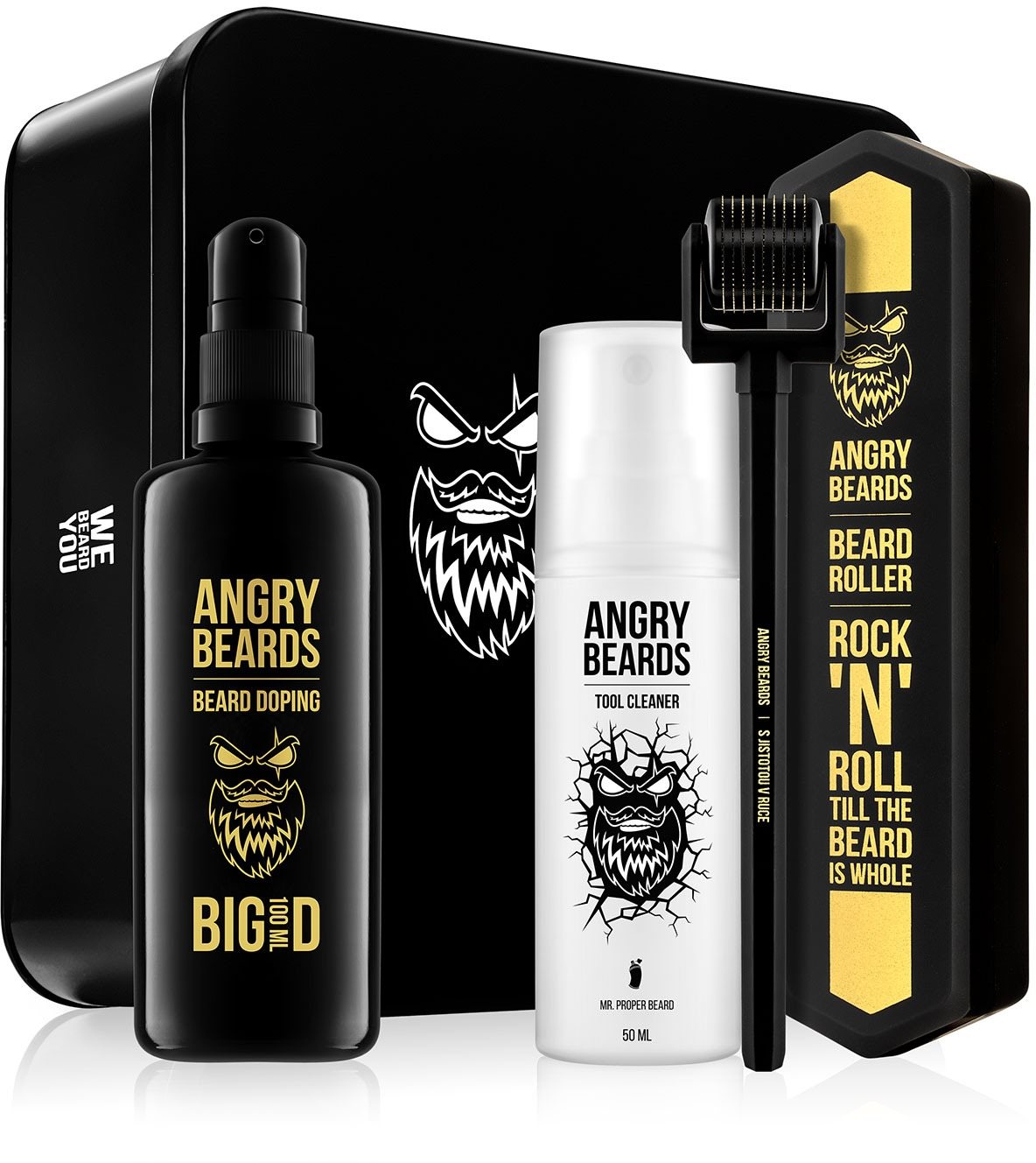 Kozmetikai szett ANGRY BEARDS Szakállnövesztő készlet - Roller és Doping 100 ml