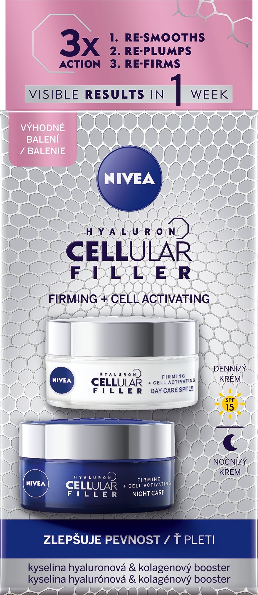 Kozmetikai szett NIVEA Hyaluron Cellular Filler Day & Night Cream 2× 50 ml