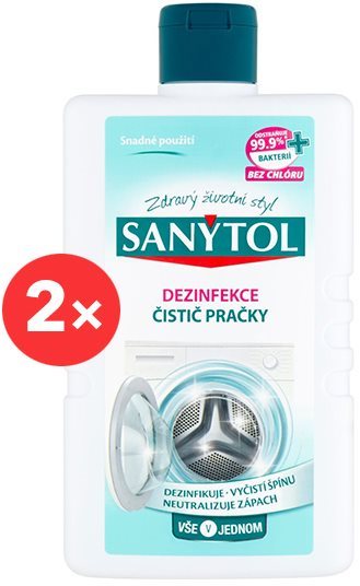 Mosógéptisztító SANYTOL fertőtlenítő mosógép tisztító 2 × 250 ml