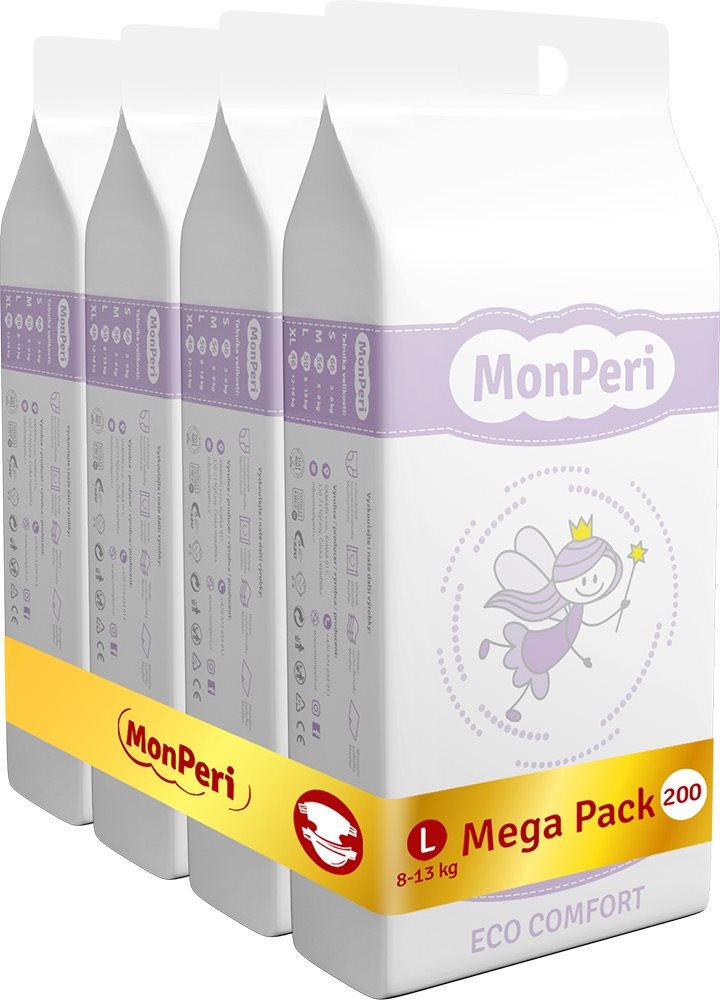 Öko pelenka MonPeri ECO Comfort Mega Pack L (200 db)