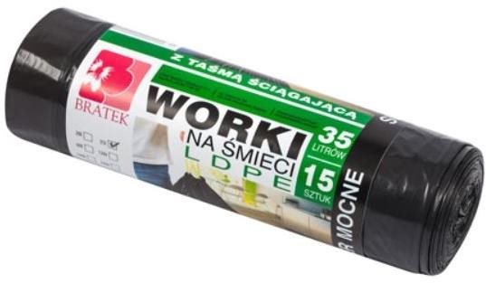 Szemeteszsák BRATEK szemeteszsák zsinórral 35 l