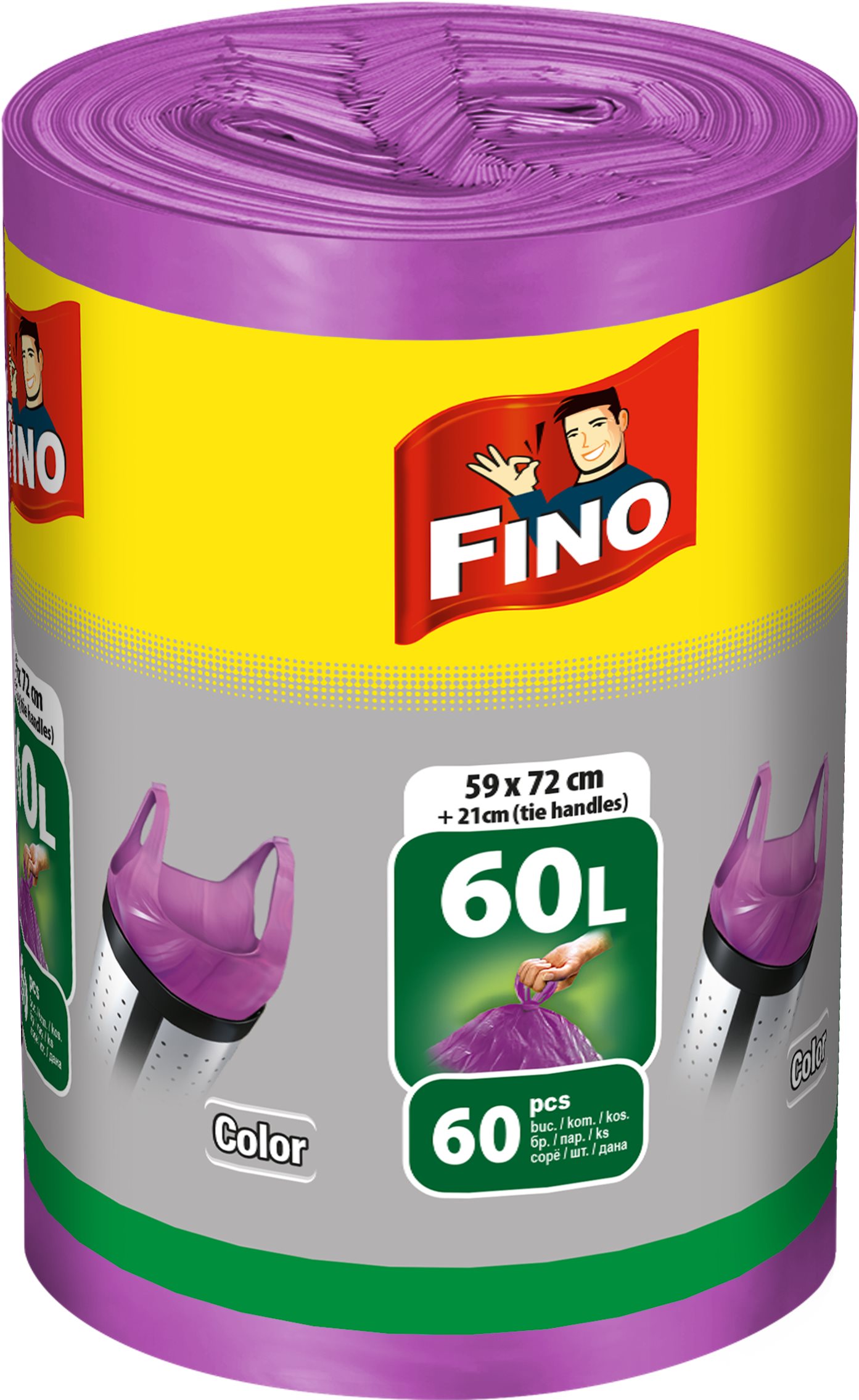 Szemeteszsák FINO Color 60 l-es füles