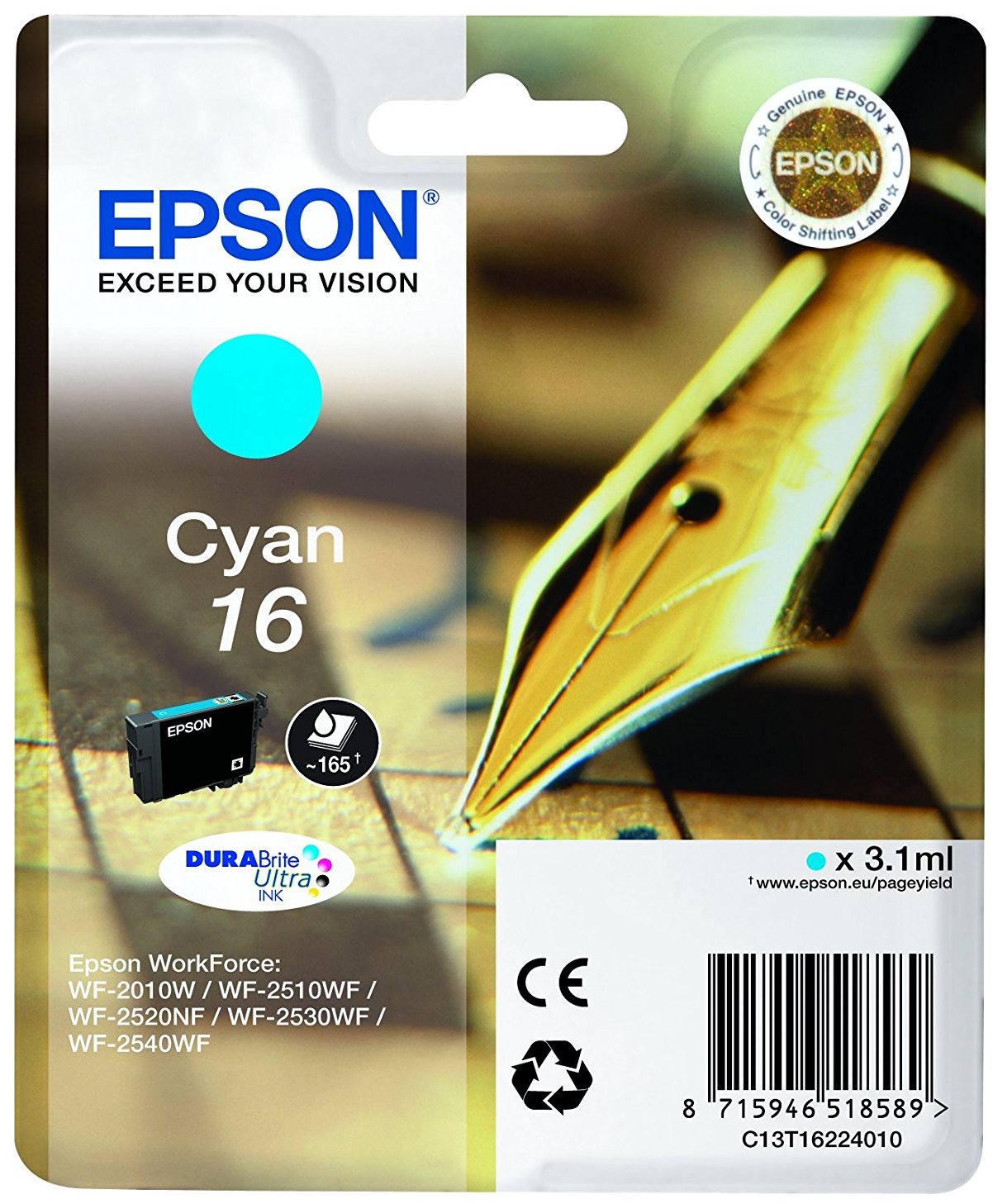 Tintapatron Epson T1622 ciánkék