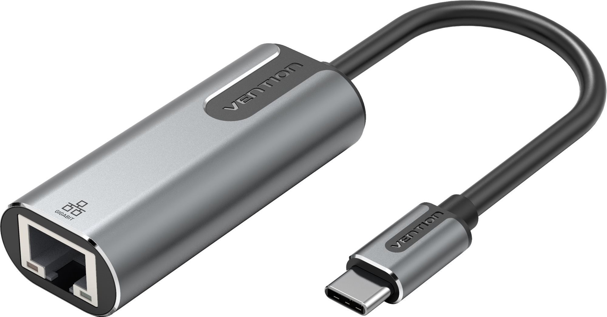 USB Adapter Vention Type-C (USB-C) to RJ-45 Gigabit Ethernet Adapter 0.15M Gray Aluminum Alloy Type
