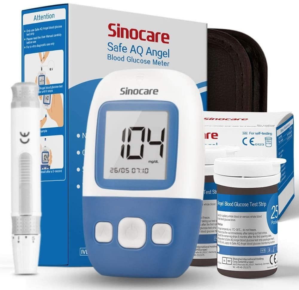 Vércukormérő SINOCARE Glukometr Safe AQ Angel