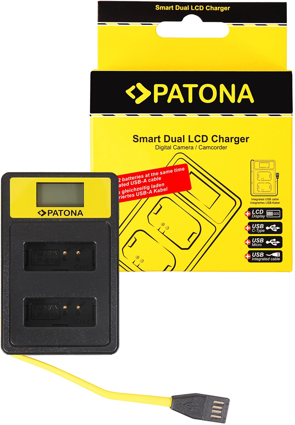 Akkumulátortöltő PATONA - Dual Canon LP-E12