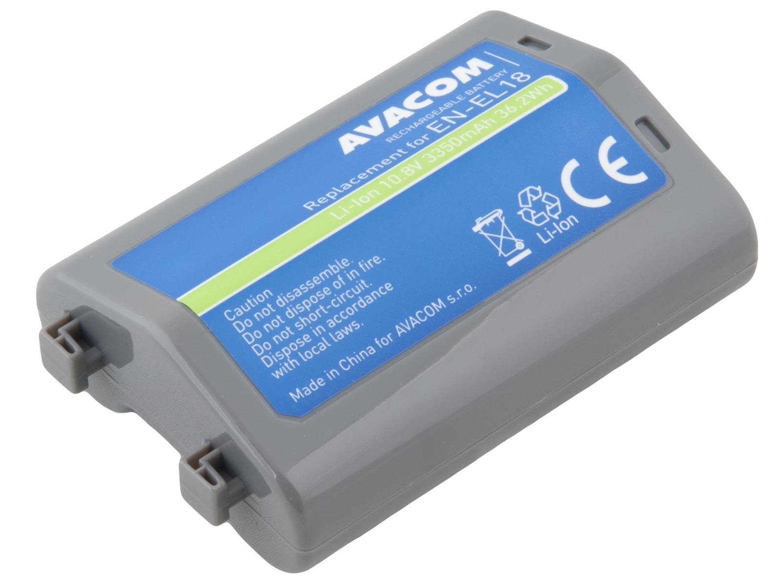 Fényképezőgép akkumulátor AVACOM a Nikon EN-EL18 Li-Ion 10.8V 3350mAh 36.2Wh számára