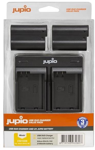 Fényképezőgép akkumulátor Jupio 2db EN-EL15C akkumulátor 2100 mAh és kettős töltő Nikon fényképezőgépekhez