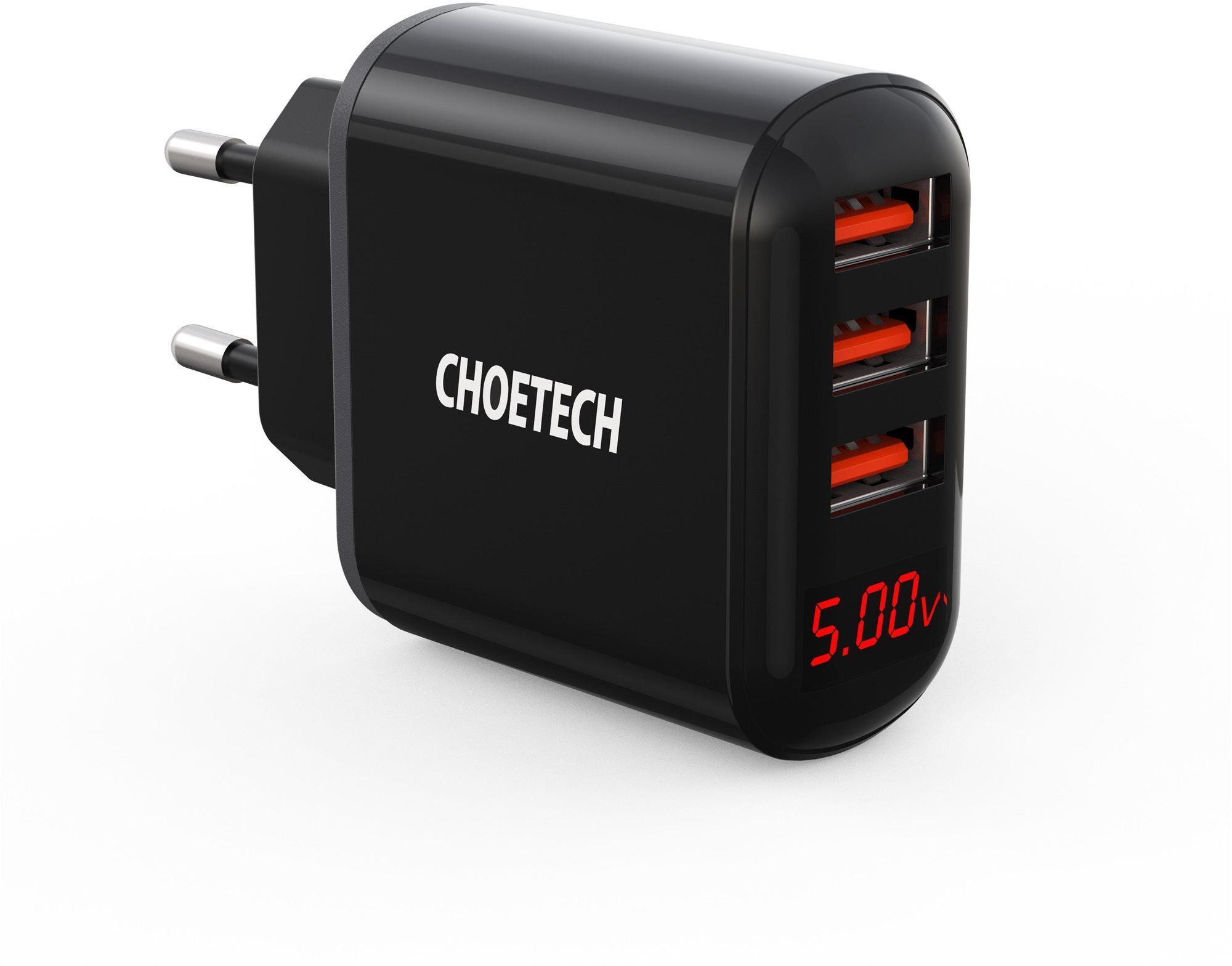 Hálózati adapter Choetech 5V/3.4A 3 USB-A digital wall charger