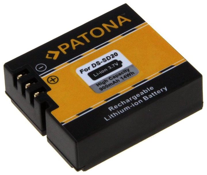Kamera akkumulátor PATONA DS-SD20 900 mAh Li-Ion akkumulátor Rollei kamerákhoz