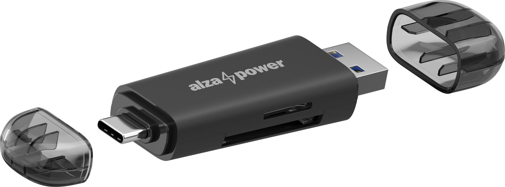 Kártyaolvasó AlzaPower 2in1 Multi-function Memory Card Reader fekete