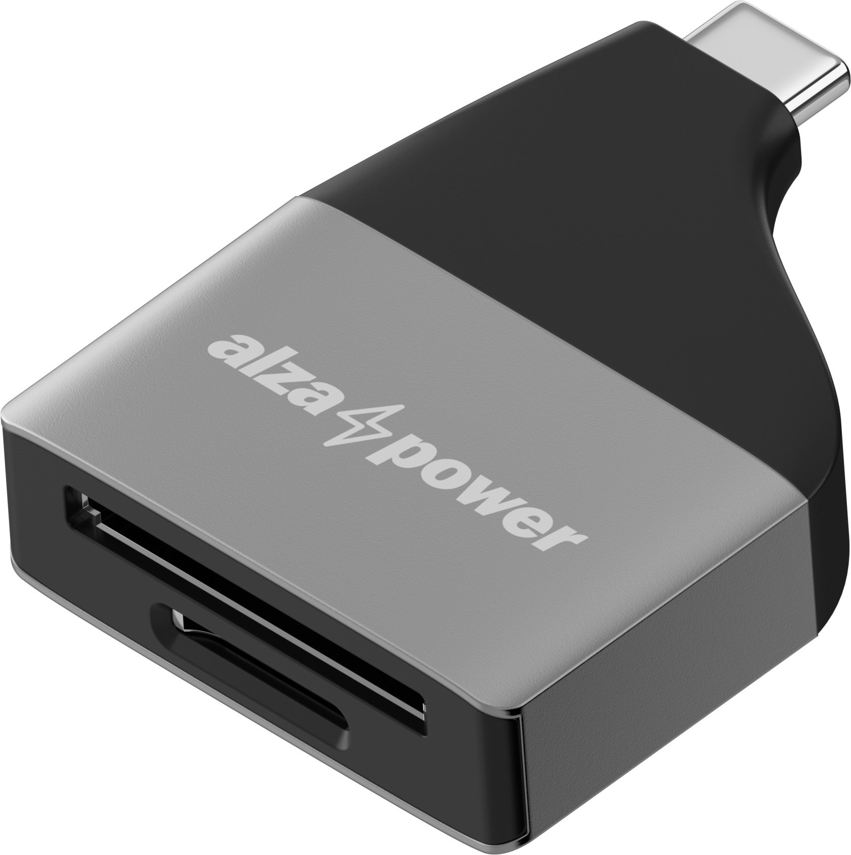 Kártyaolvasó AlzaPower USB-C 3.0 Metal Memory Card Reader ezüst