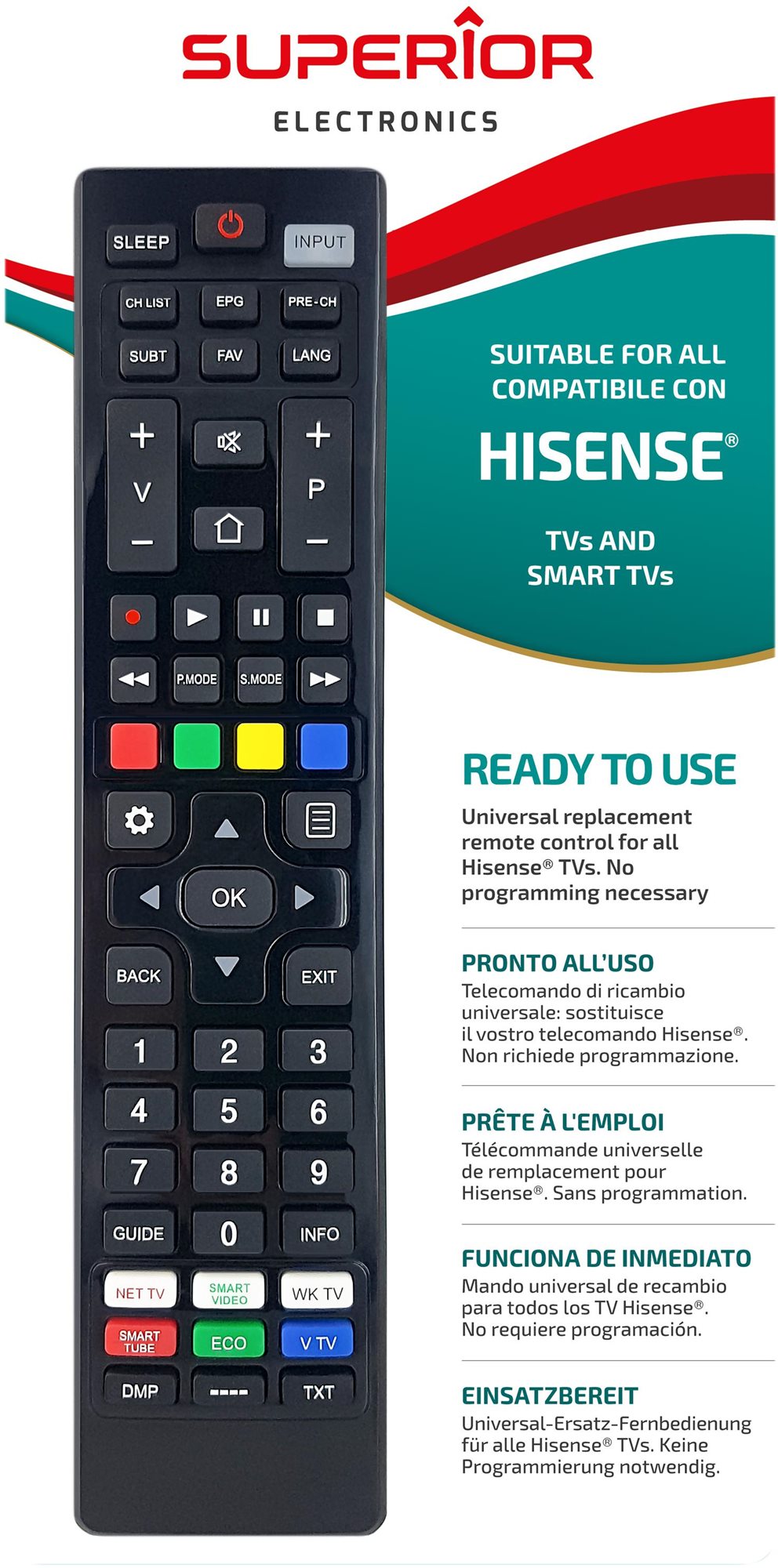 Távirányító Superior a Hisense esetében