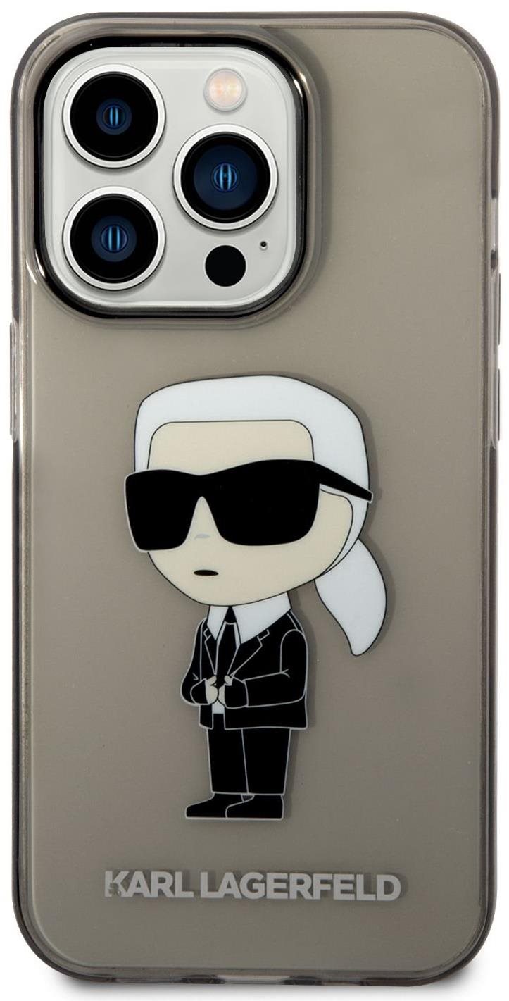 Telefon tok Karl Lagerfeld IML Ikonik NFT iPhone 14 Pro Max fekete hátlap tok