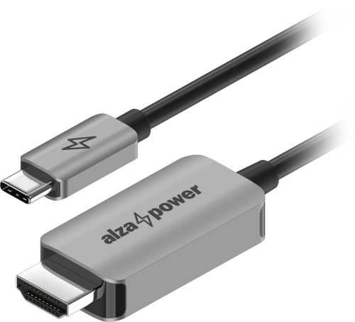 Videokábel AlzaPower Alucore USB-C (M) - HDMI 2.1 8K 60Hz (M) 3m ezüst