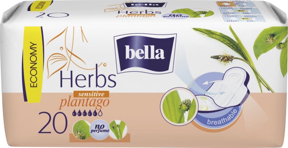 Egészségügyi betét BELLA Herbs Plantago 20 db
