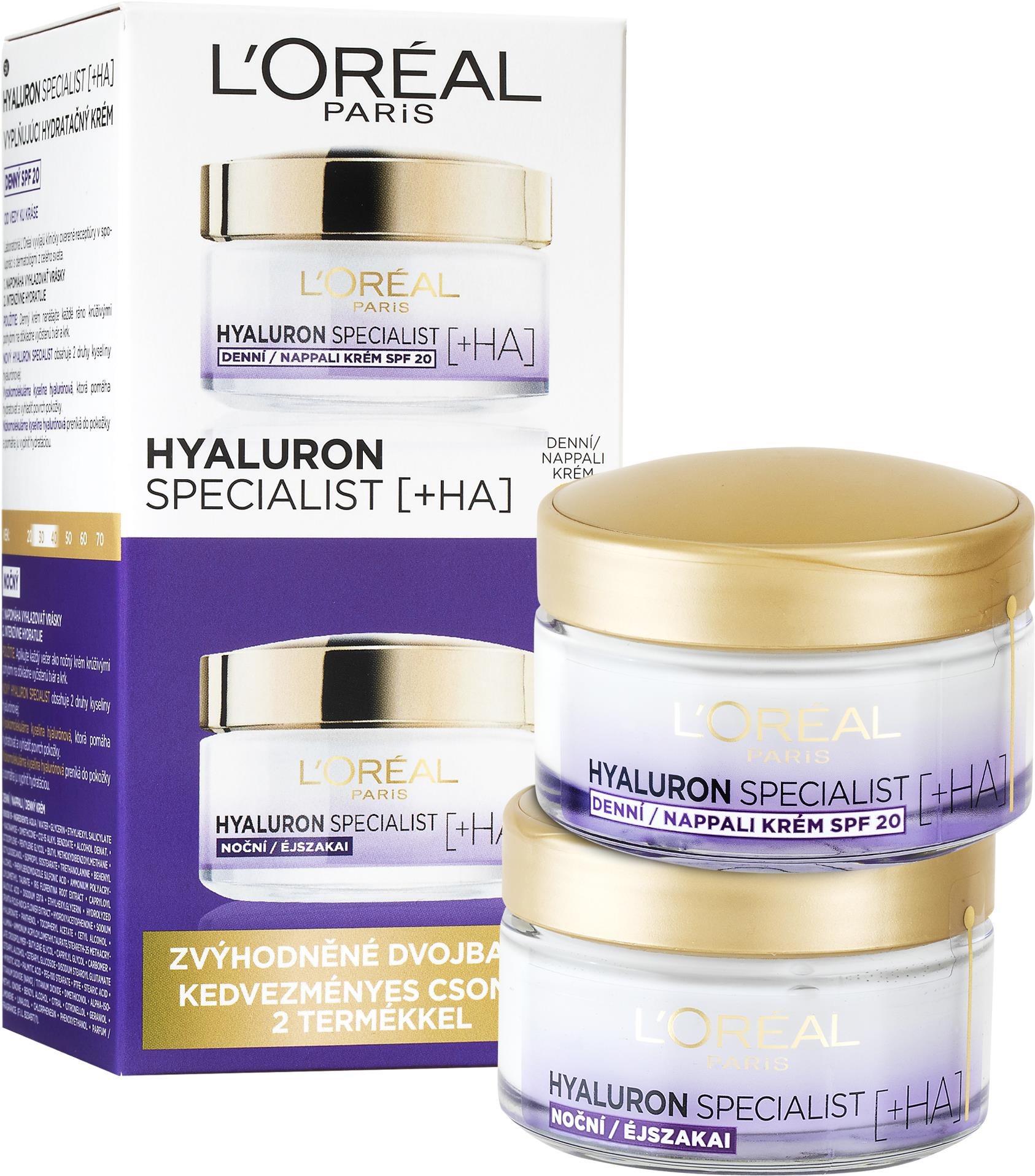 Kozmetikai szett L'ORÉAL PARIS Hyaluron Specialist nappali és éjszakai krém 2 × 50 ml