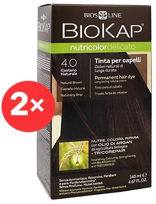 Természetes hajfesték BIOKAP Nutricolor Delicato Brown Gentle Dye 4.00 (2× 140 ml)