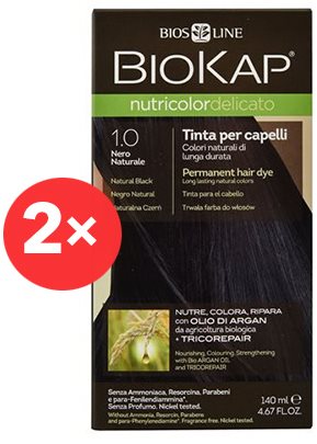 Természetes hajfesték BIOKAP Nutricolor Delicato Natural Black Gentle Dye 1.00 (2× 140 ml)