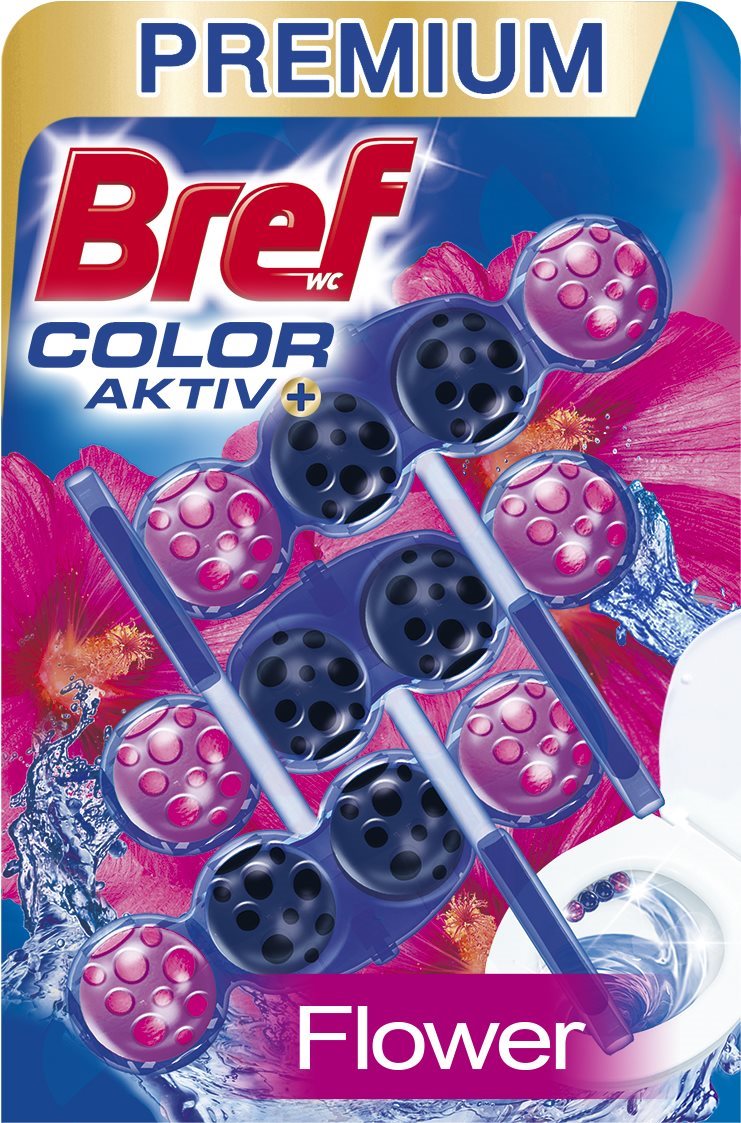 WC golyó BREF Blue Aktiv Fresh Flower WC tisztító és illatosító 3 x 50 g