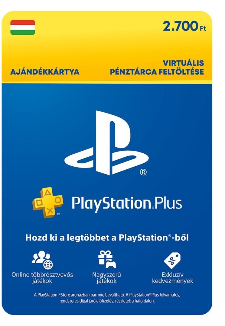 Feltöltőkártya PlayStation Plus Essential - 2700 Ft kredit (1M tagság) - HU