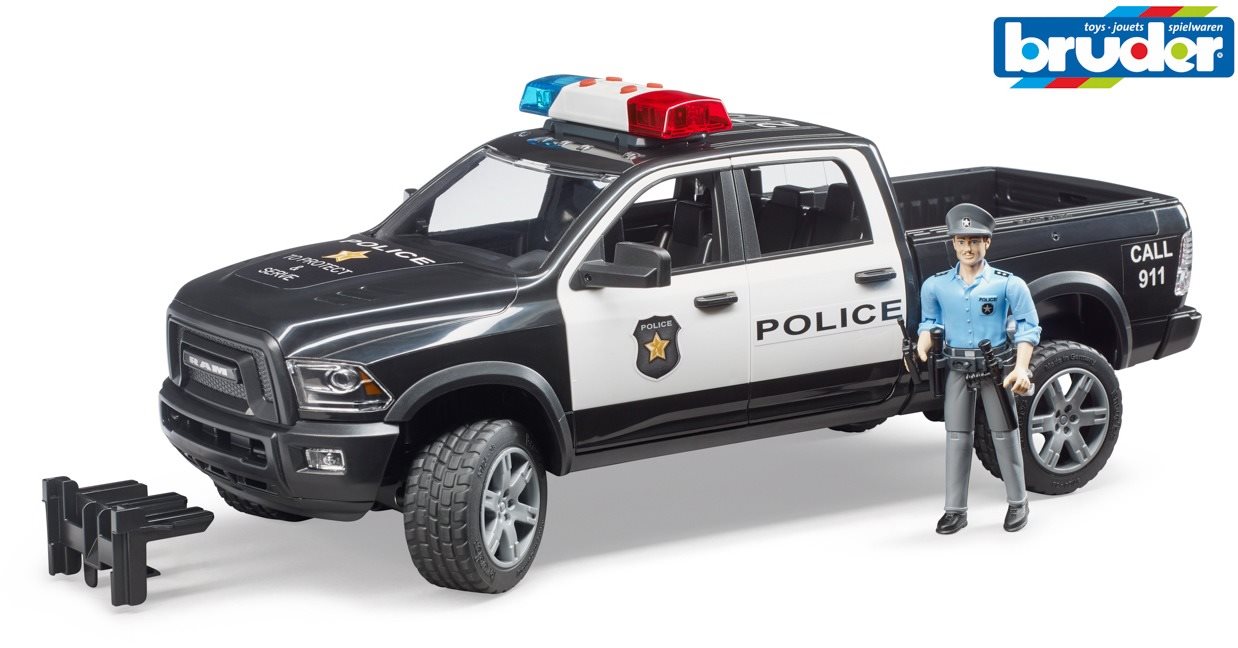 Játék autó Bruder Építőipari járművek - rendőrségi RAM 2500 pick-up rendőrrel