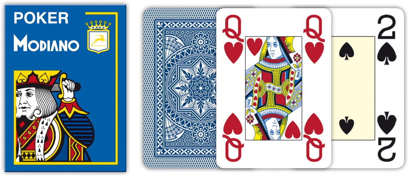 Kártya Modiano Texas Poker Size - 4 Jumbo Index - Professzionális műanyag kártyák - kék - piros