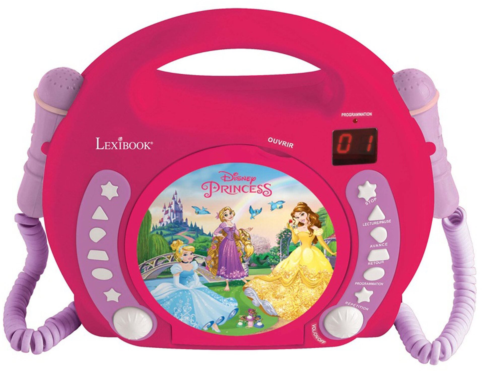 Zenélő játék Lexibook Princess hordozható CD-lejátszó 2 mikrofonnal