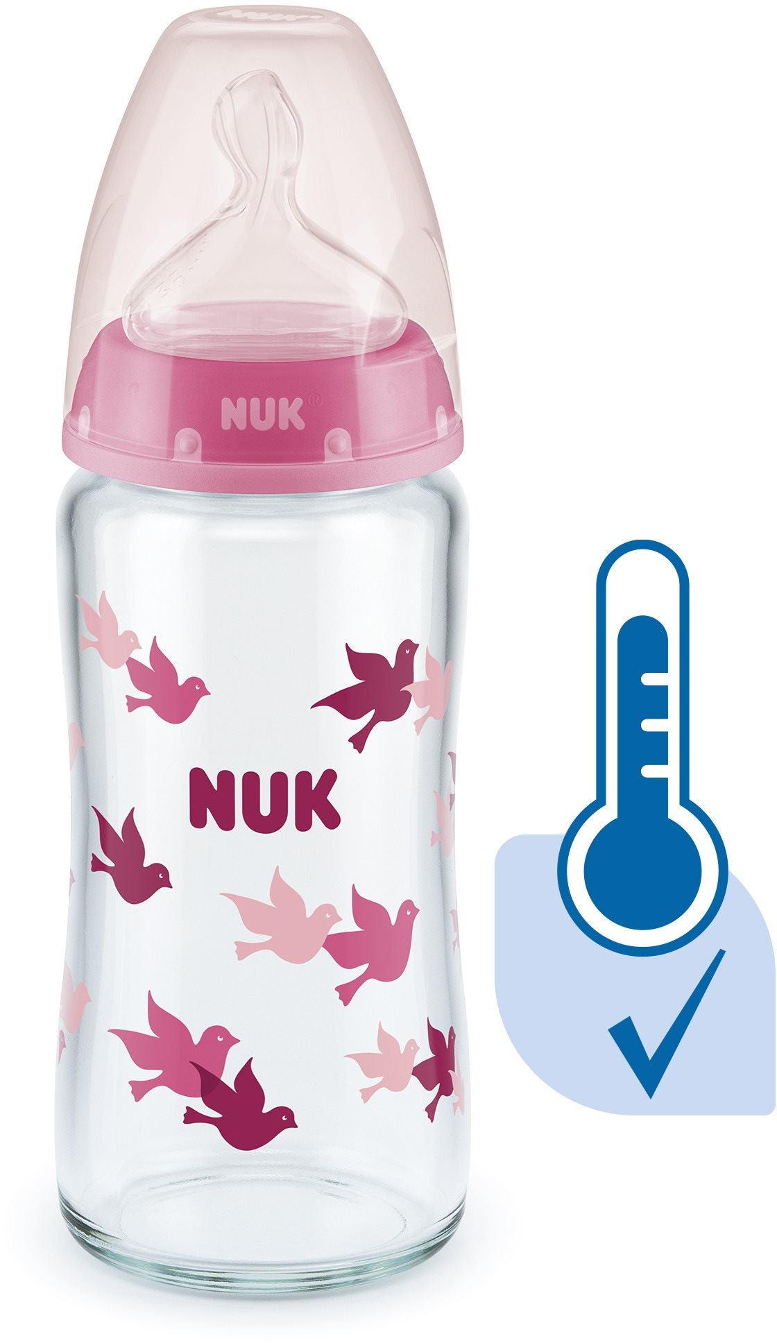 Cumisüveg NUK FC+ üveg cumisüveg hőmérséklet jelzővel 240 ml