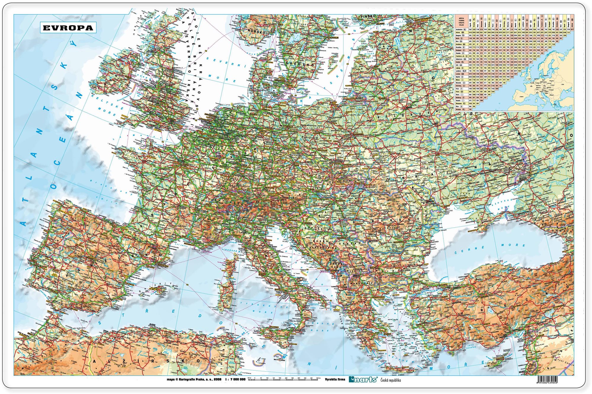 Felírótábla LINARTS térképpel EURÓPA