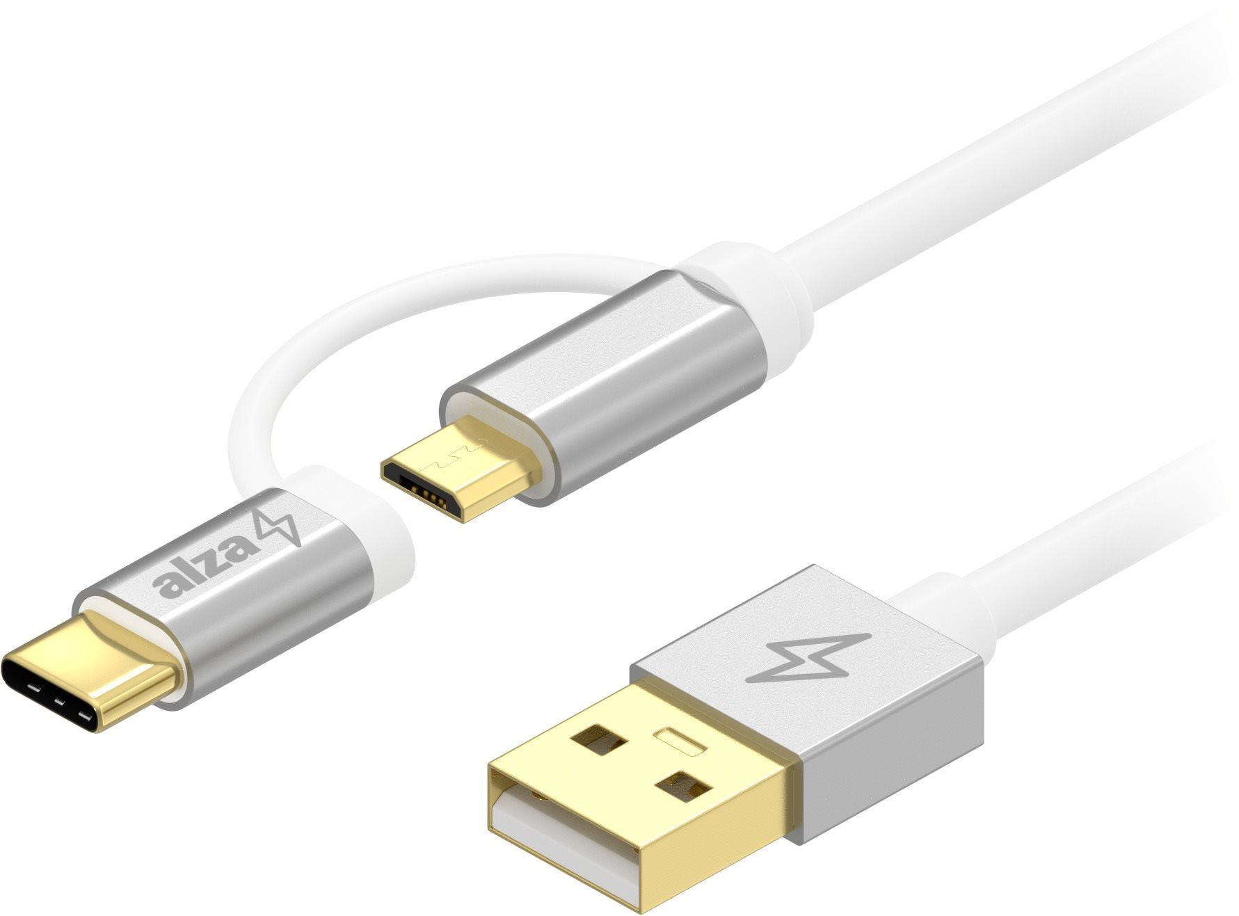 Adatkábel AlzaPower AluCore 2in1 Micro USB + USB-C 0