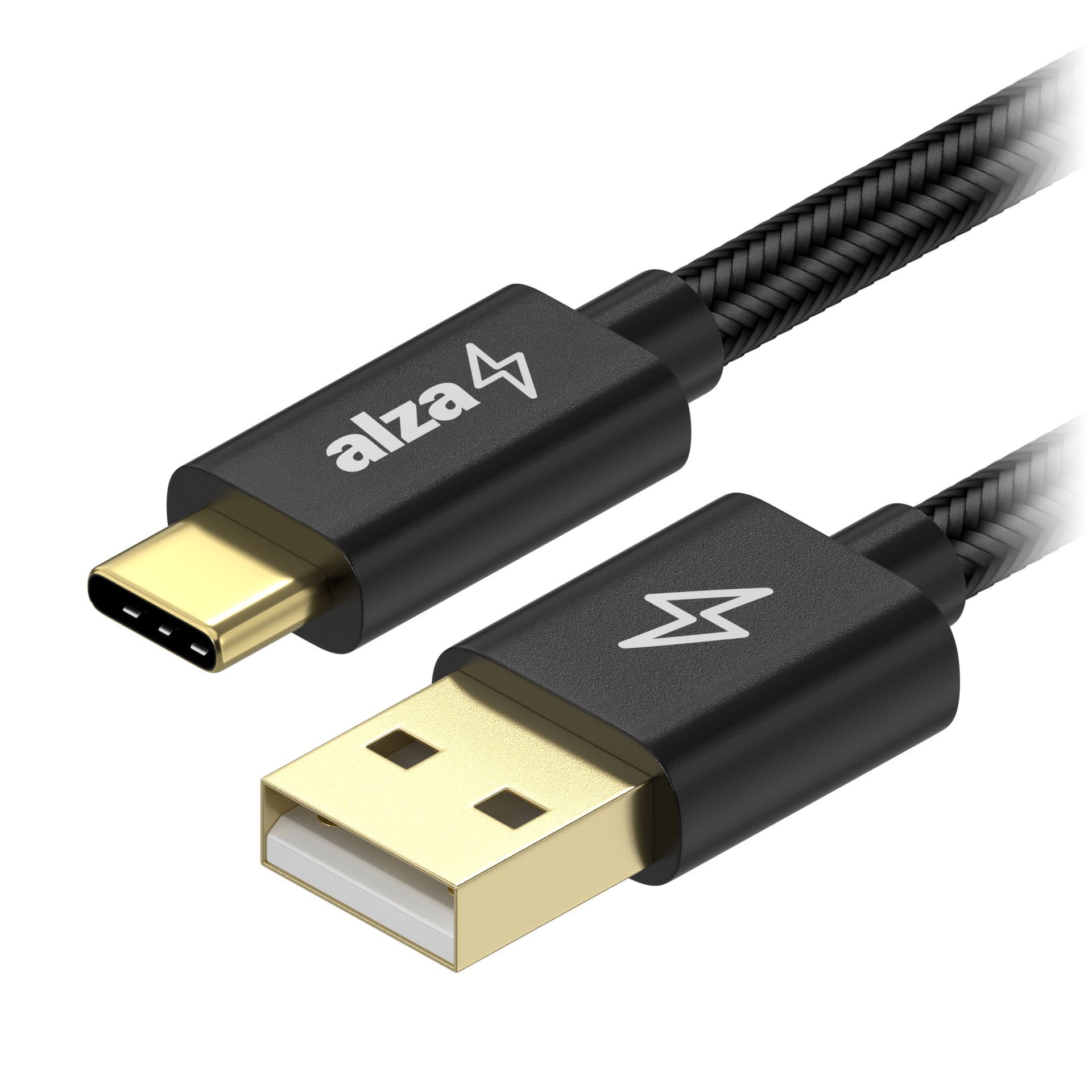 Adatkábel AlzaPower AluCore Charge 2.0 USB-C 3m Black