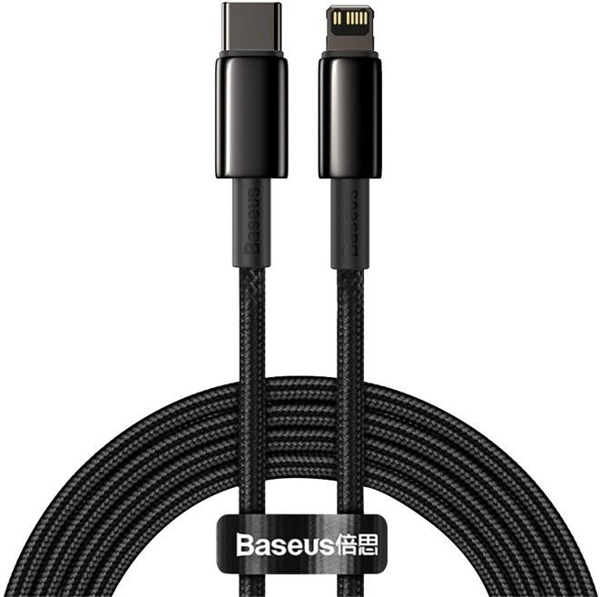 Adatkábel Baseus Tungsten Gold Fast Charging Data Cable Type-C to Lightning PD 20W 2 m Black