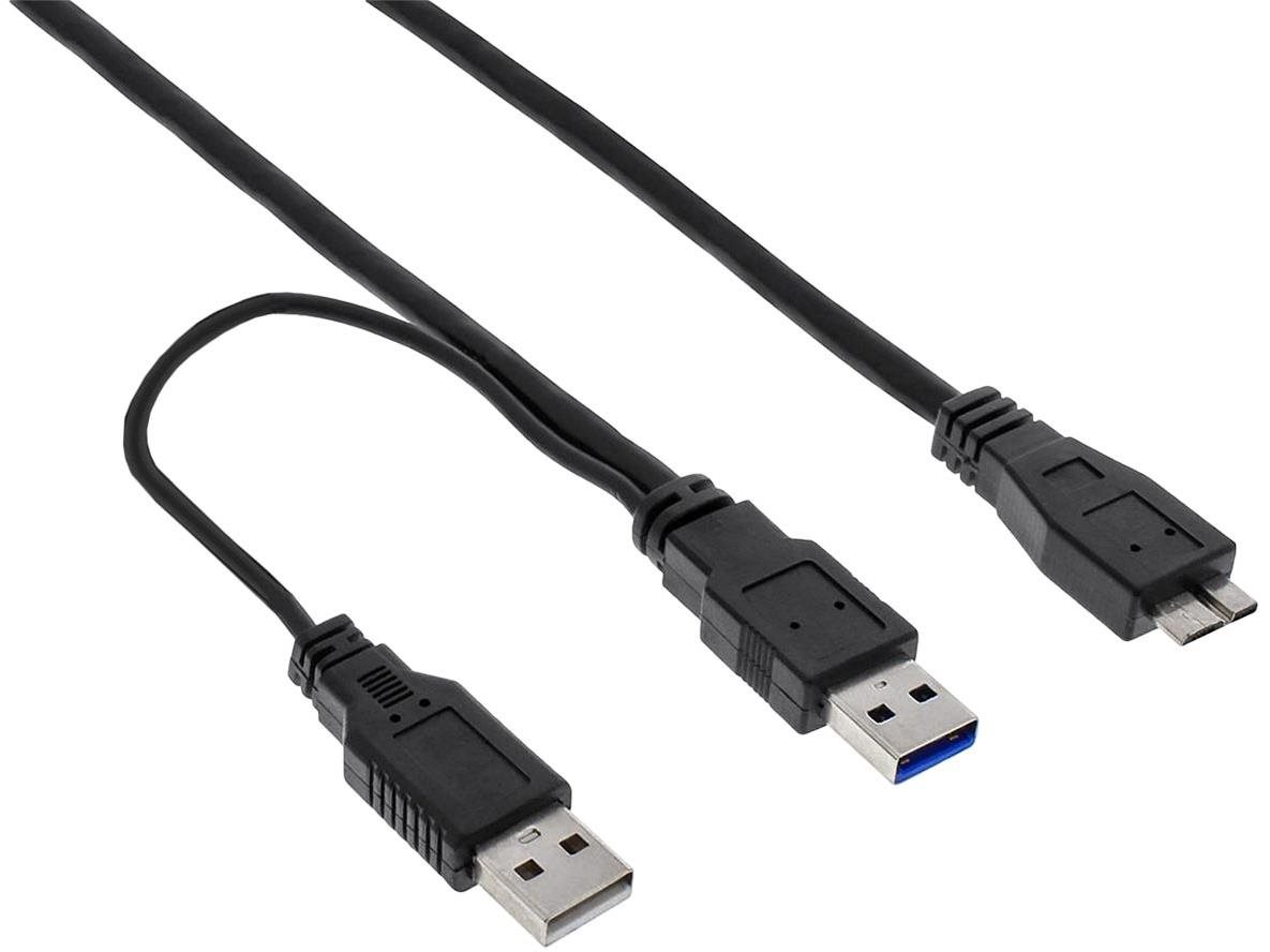 Adatkábel OEM USB SuperSpeed 5Gbps Y kábel 2x USB 3.0 A(M) - microUSB 3.0 B(M)