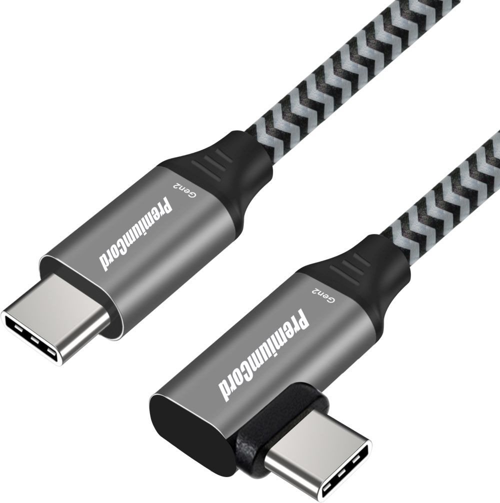 Adatkábel PremiumCord USB-C hajlított kábel (USB 3.2 GEN 2