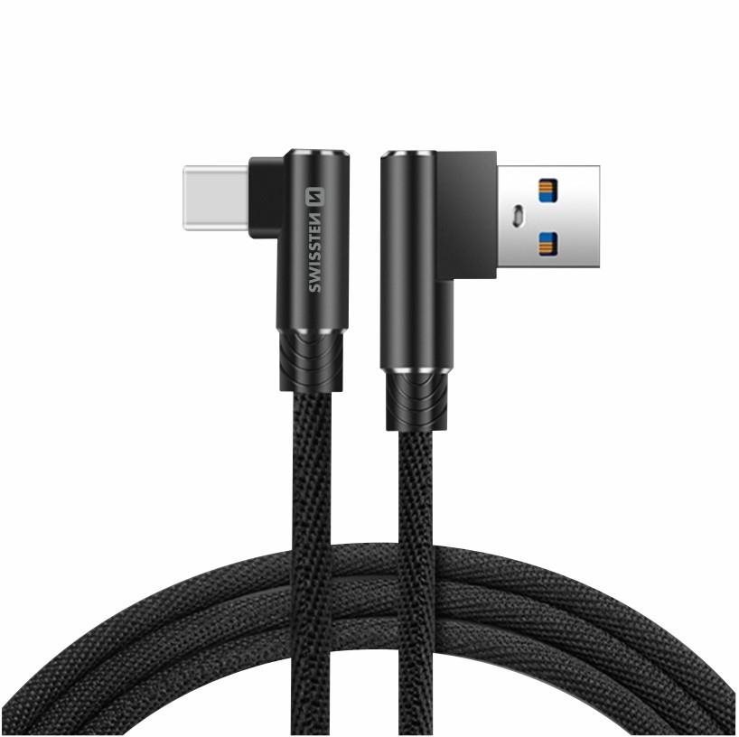Adatkábel Swissten Arcade textil adatkábel USB/USB-C 1.2m fekete